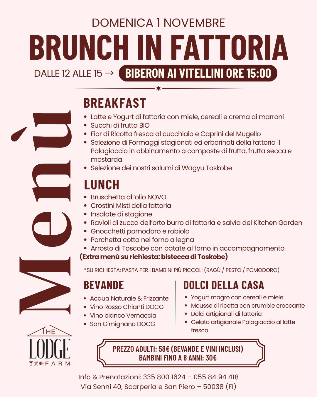 Brunch d’Autunno in Fattoria e Biberon ai Vitellini: Domenica al Palagiaccio (Mugello)